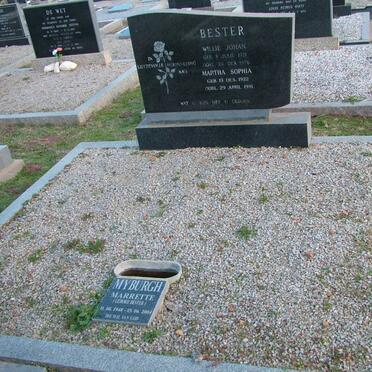 BESTER Willie Johan 1921-1976 &amp; Martha Sophia 1922-1981 :: MYBURGH Marrette nee BESTER 1948-2004 _1