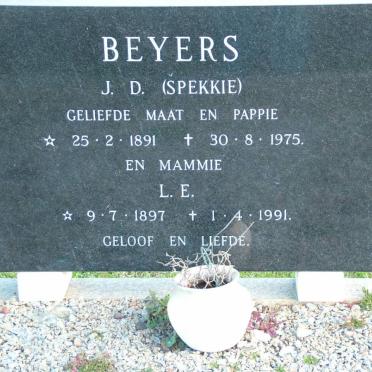 BEYERS J.D. 1891-1975 &amp; L.E. 1897-1991