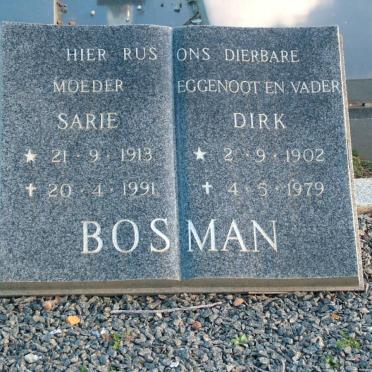 BOSMAN Dirk 1902-1979 &amp; Sarie 1913-1991