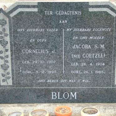 BLOM Cornelius J. 1902-1993 &amp; Jacoba S.M. COETZEE 1904-1965