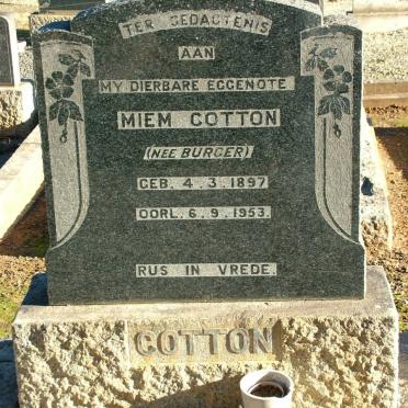 COTTON Miem nee BURGER 1897-1953