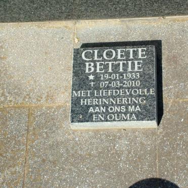 CLOETE Bettie 1933-2010