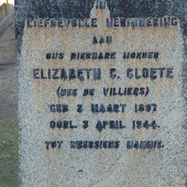 CLOETE Elizabeth C. nee DE VILLIERS 1897-1944