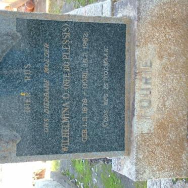 FOURIE Wilhelmina O. nee DU PLESSIS 1878-1962
