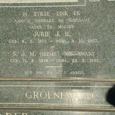 GROENEWALD Jurie J.H. 1872-1953 &amp; S.J.M. SWART 1876-1955