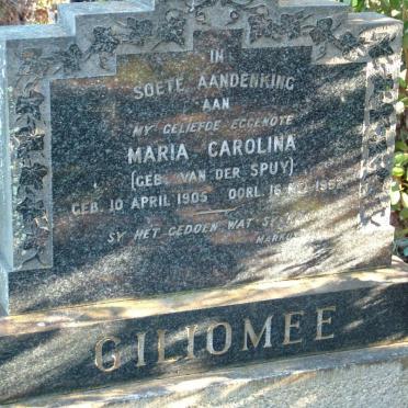 GILIOMEE Maria Carolina nee VAN DER SPUY 1905-1952