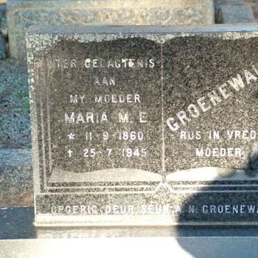 GROENEWALD M.E. 1860-1945