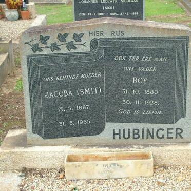 HUBINGER Boy 1880-1928 &amp; Jacoba SMIT 1887-1965