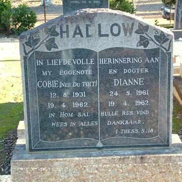 HADLOW Cobie nee DU TOIT 1931-1962 :: HADLOW Dianne 1961-1962