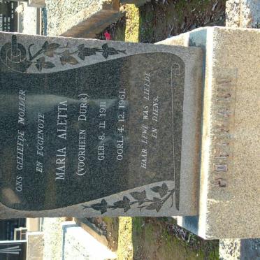 HOFFMANN Maria Aletta nee DURR 1911-1961