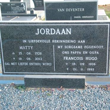 JORDAAN Francois Hugo 1926-1993 &amp; Matty 1928-2012