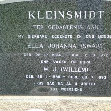 KLEINSMIDT W.J. 1898-1993 &amp; Ella Johanna SWART 1904-1972