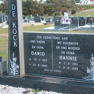 KOCK Dawid, de 1917-1990 &amp; Hannie 1921-1983