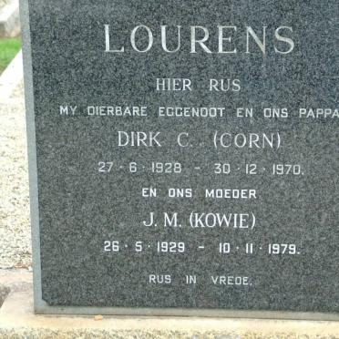 LOURENS Dirk C. 1928-1970 &amp; J.M. 1929-1979