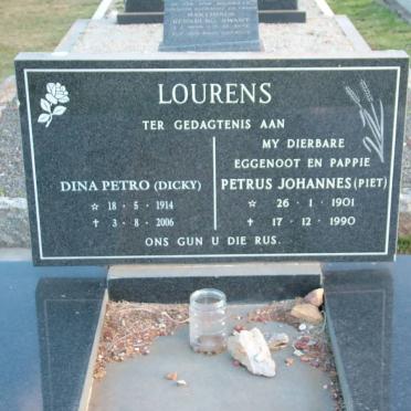 LOURENS Petrus Johannes 1901-1990 &amp; Dina Petro 1914-2006