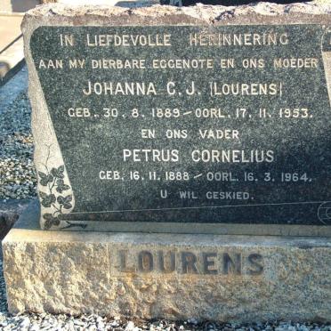 LOURENS Petrus Cornelius 1888-1964 &amp; Johanna C.J. LOURENS 1889-1953
