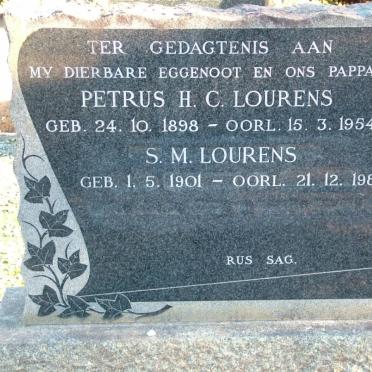 LOURENS Petrus H.C. 1898-1954 &amp; S.M. 1901-1980