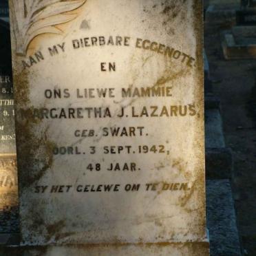 LAZARUS Margaretha J. nee SWART -1942