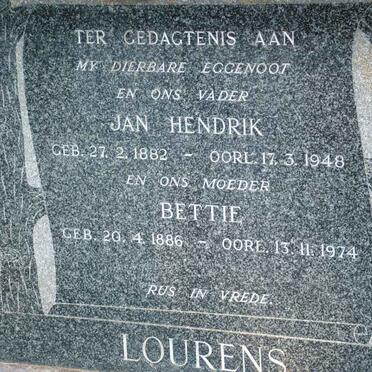 LOURENS Jan Hendrik 1882-1948 &amp; Bettie 1886-1974