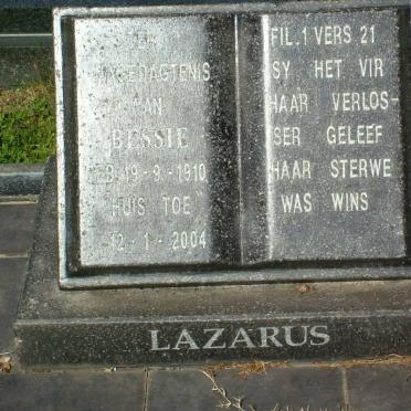 LAZARUS Bessie 1910-2004