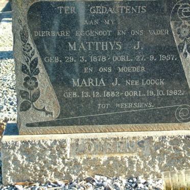LOURENS Matthys J. 1878-1957 &amp; Maria J. LOOCK 1882-1962