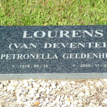 LOURENS Petronella Geldenhuys nee VAN DEVENTER 1919-2000