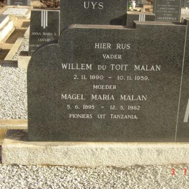 MALAN Willem du Toit  1890-1959 &amp; Magel Maria 1895-1982