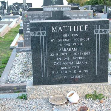 MATTHEE Abraham J. 1903-1977 &amp; Catharina Maria MATTHEE 1908-1982