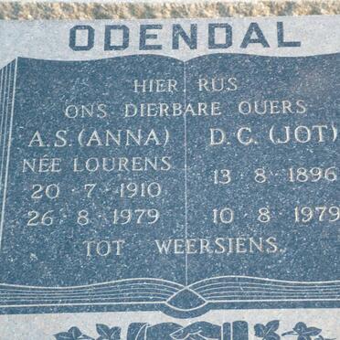 ODENDAL D.C. 1896-1979 &amp; A.S. LOURENS 1910-1979