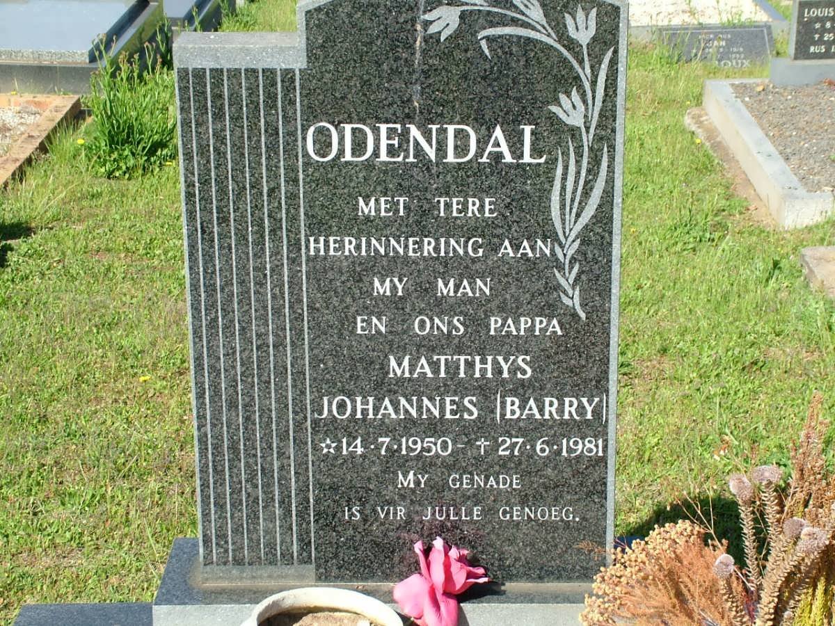 ODENDAL Matthys Johannes 1950-1981