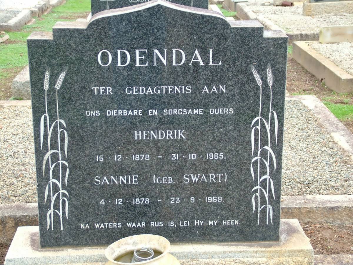 ODENDAL Hendrik 1878-1965 &amp; Sannie SWART 1878-1969