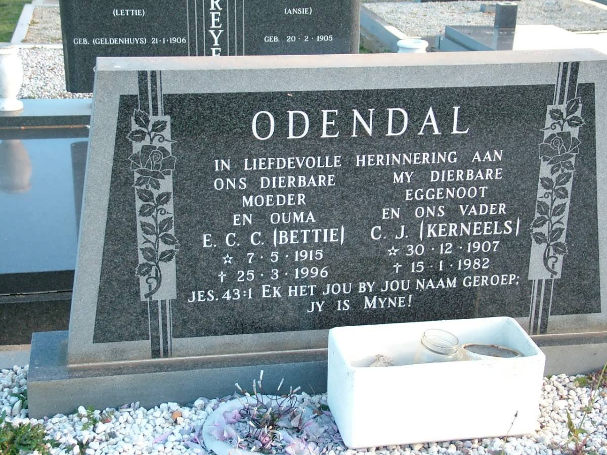 ODENDAL C.J. 1907-1982 &amp; E.C.C. 1915-1996