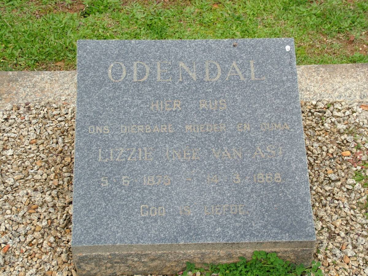 ODENDAL Lizzie nee VAN AS 1875-1968