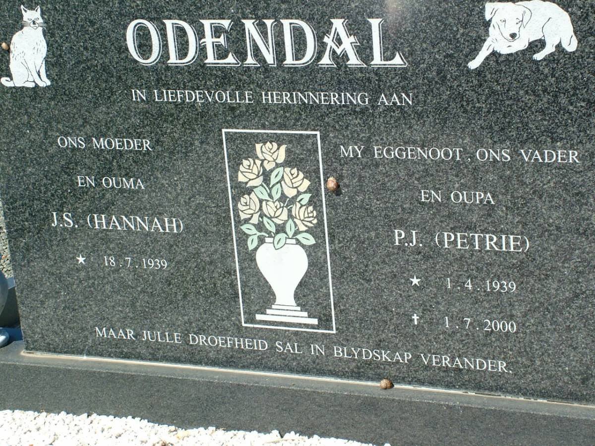 ODENDAL P.J. 1939-2000 &amp; J.S. 1939-