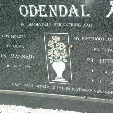 ODENDAL P.J. 1939-2000 &amp; J.S. 1939-
