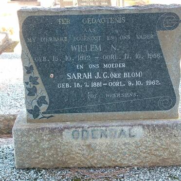 ODENDAL Willem N. 1872-1956 &amp; Sarah J.G. BLOM 1881-1962