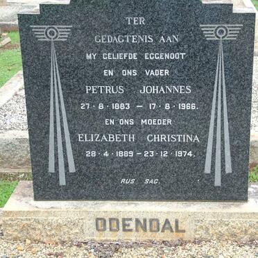 ODENDAL Petrus Johannes 1883-1966 &amp; Elizabeth Christina 1889-1974