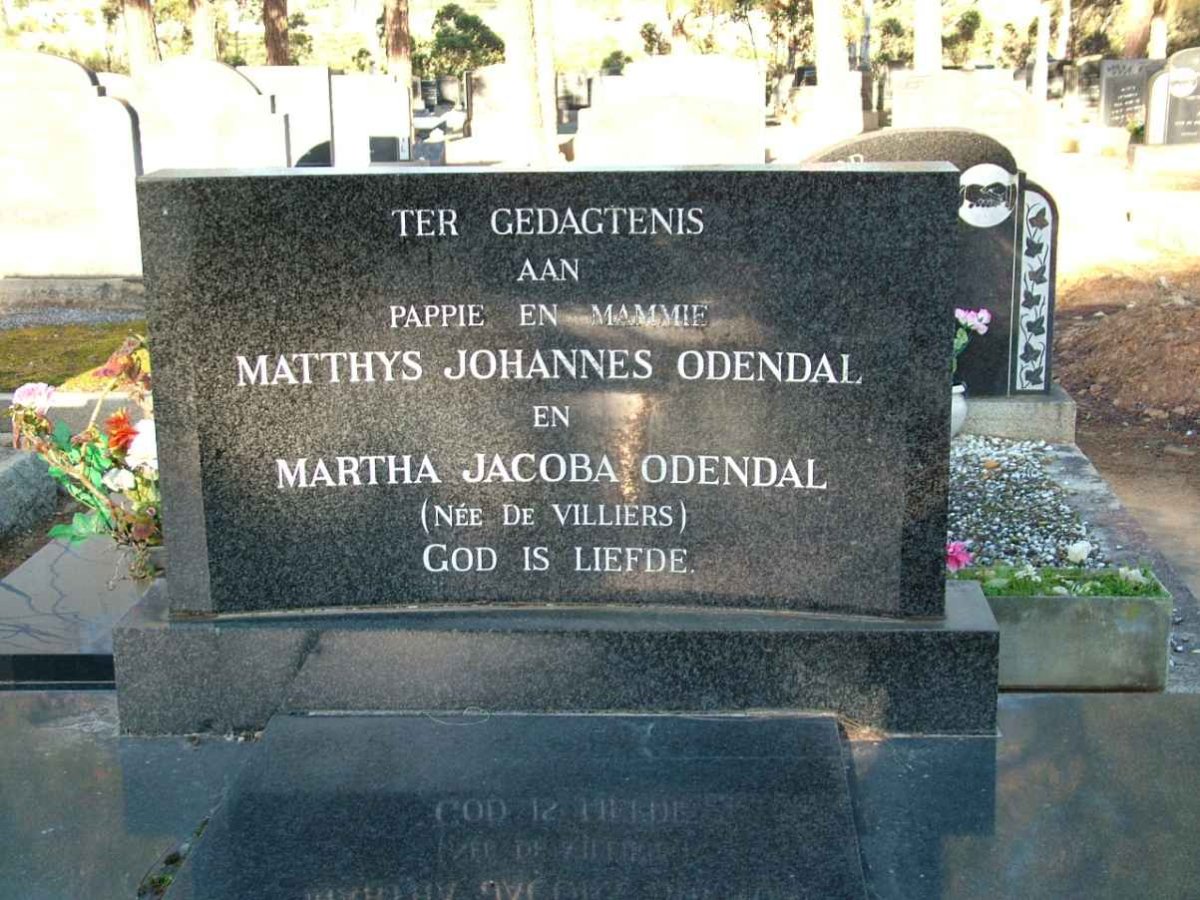 ODENDAL Matthys Johannes &amp; Martha Jacoba DE VILLIERS