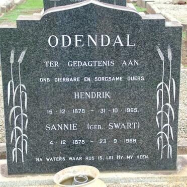 ODENDAL Hendrik 1878-1965 &amp; Sannie SWART 1878-1969
