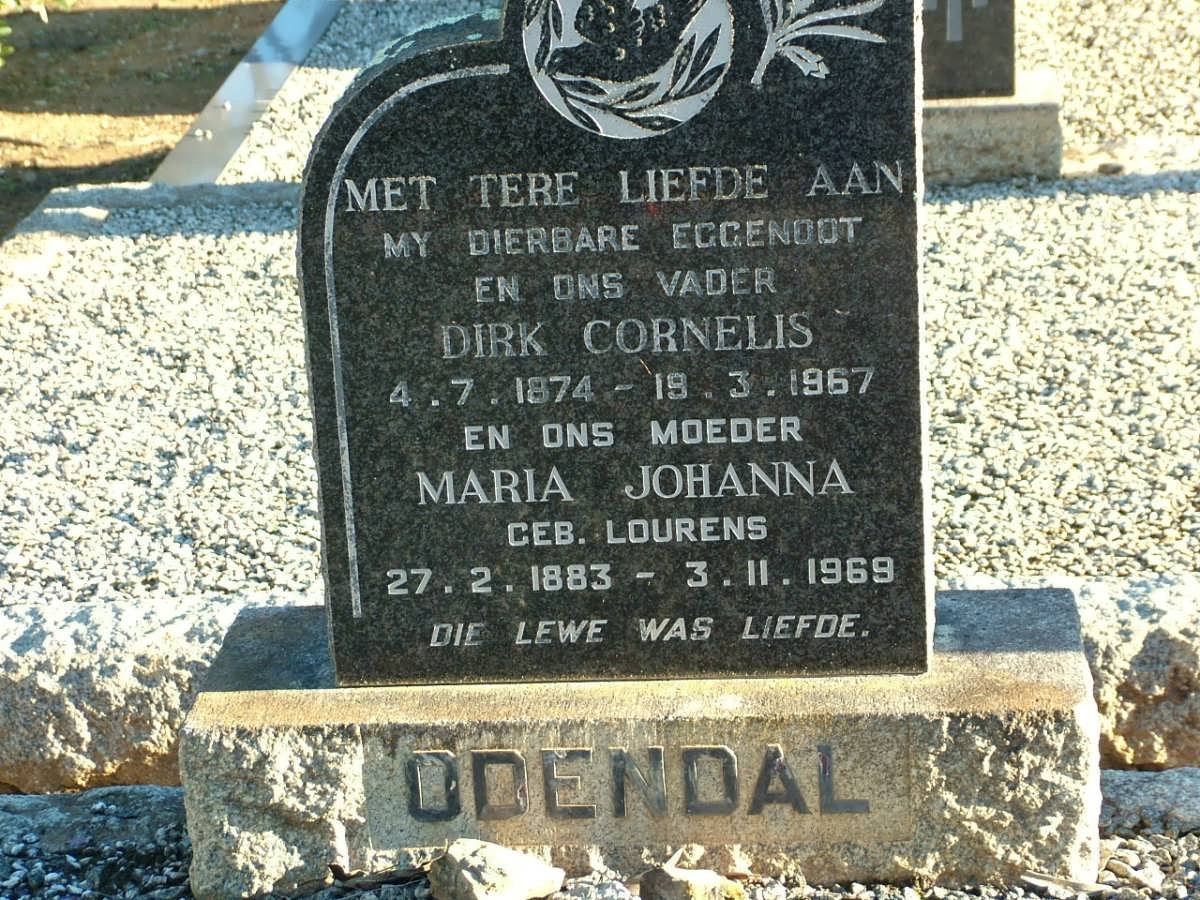 ODENDAL Dirk Cornelis 1874-1967 &amp; Maria Johanna LOURENS 1883-1969