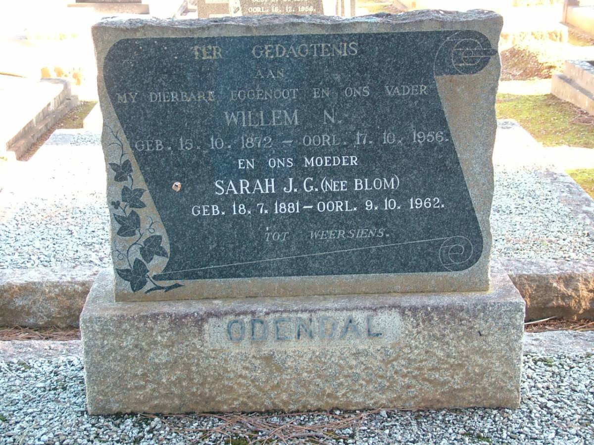 ODENDAL Willem N. 1872-1956 &amp; Sarah J.G. BLOM 1881-1962