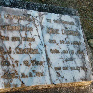 ODENDAL P.J. 1858-1911 &amp; Annie 1864-1941 