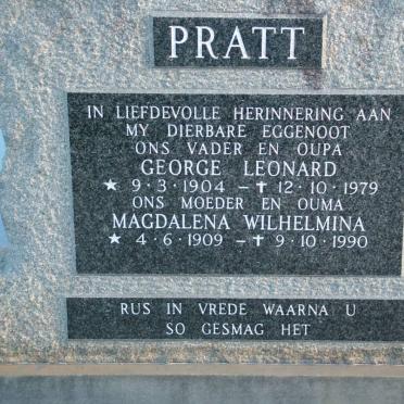 PRATT George Leonard 1904-1979 &amp; Magdalena Wilhelmina 1909-1990