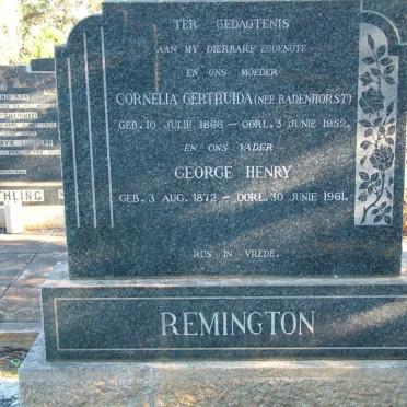 REMINGTON George Henry 1872-1961 &amp; Cornelia Gertruida BADENHORST 1866-1952