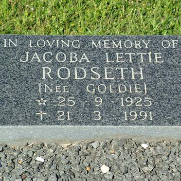 RODSETH Jacoba Lettie nee GOLDIE 1925-1991