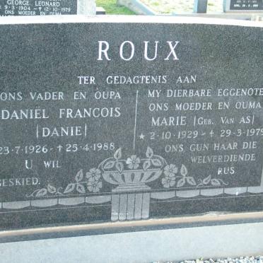 ROUX Daniël Francois 1926-1988 &amp; Marie VAN AS 1929-1979