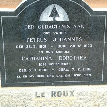 ROUX Petrus Johannes, le 1901-1973 &amp; Catharina Dorothea VOLSCHENK 1898-1982