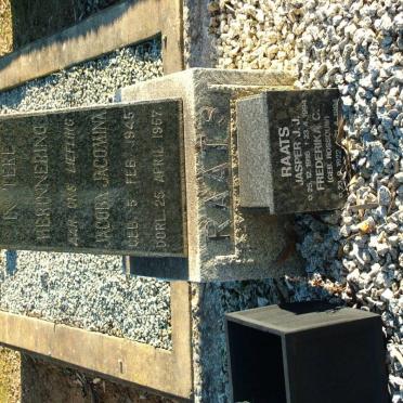 RAATS Jasper J.J. 1916-1994 &amp; Frederika C. ROSSOUW 1922-1994 :: RAATS Jacoba Jacomina 1945-1957