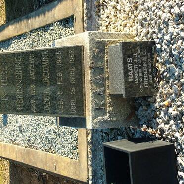 RAATS Jasper J.J. 1916-1994 &amp; Frederika C. ROSSOUW 1922-1994 :: RAATS Jacoba Jacomina 1945-1957