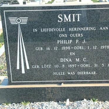 SMIT Philip P.J. 1898-1978 &amp; Dina M.C. LÖTZ 1897-1978